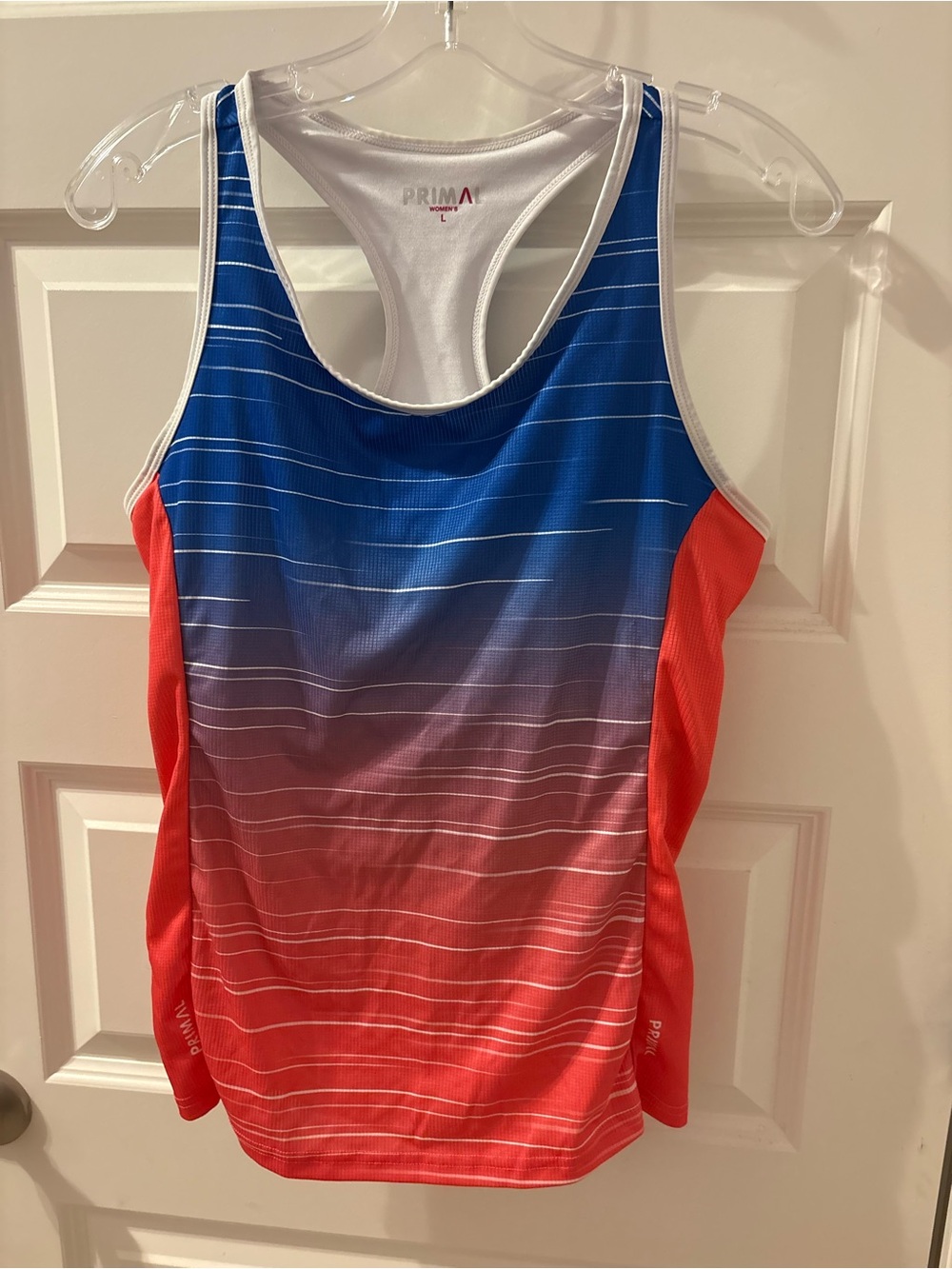 Primal Women’s Blue to Coral Ombre Racerback Tank with shelf bra